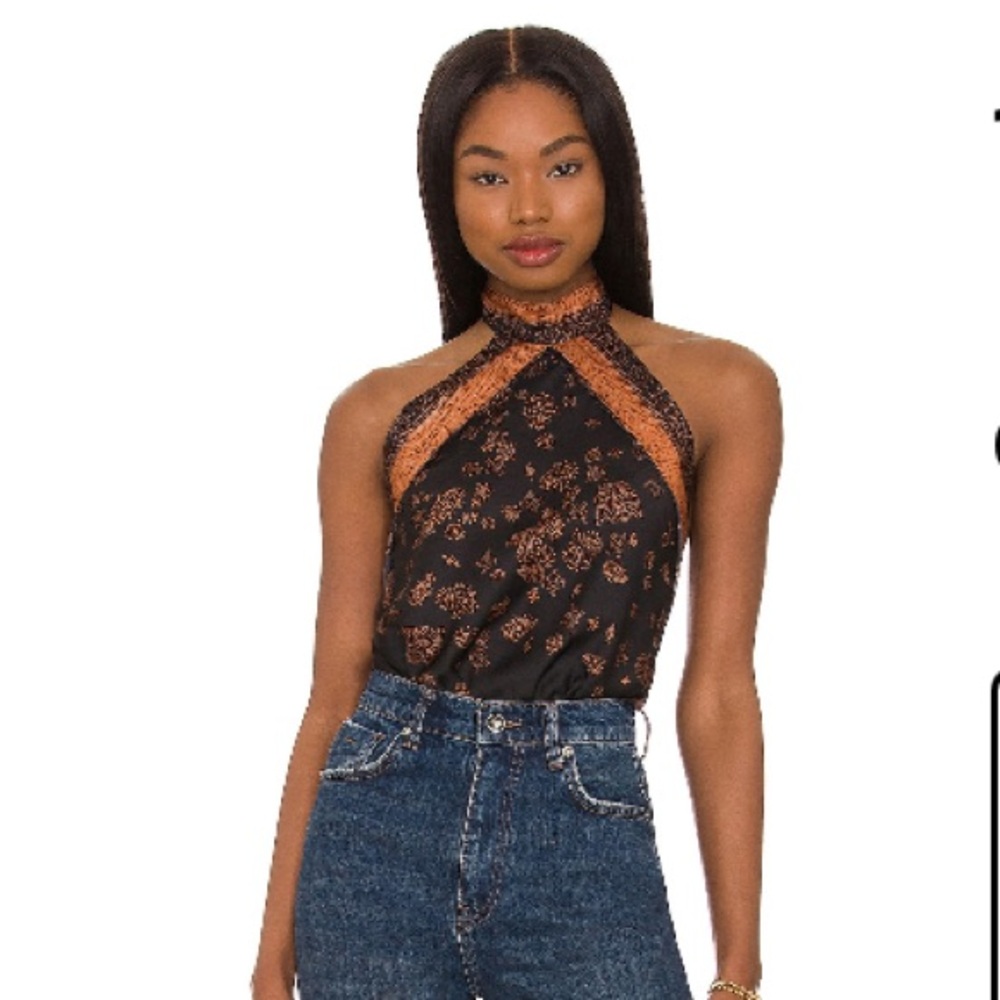 Free People Halter Neck Open Back Bodysuit Top Size:XS